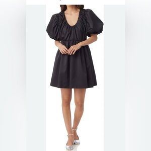 Crosby by Mollie Burch Raines mini dress in black poly satin. Size Medium. NWT